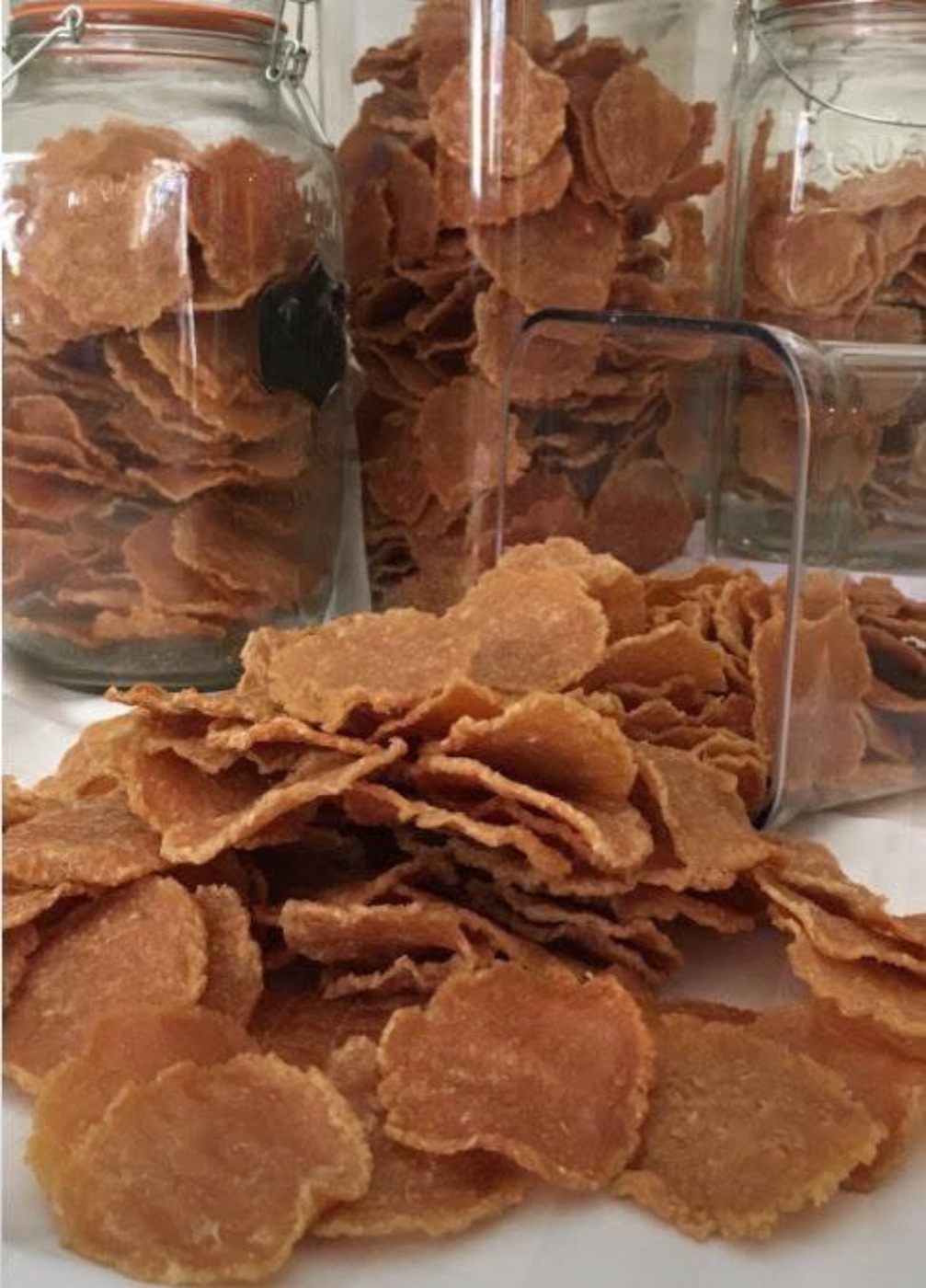 Close-up of Goali's Gourmet single-ingredient chicken breast dog chips